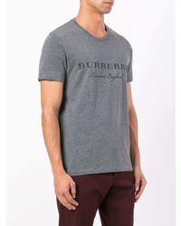 graues bedrucktes T-Shirt mit einem Rundhalsausschnitt von Burberry