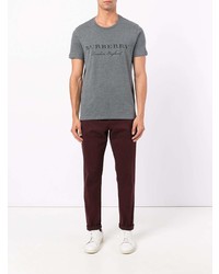 graues bedrucktes T-Shirt mit einem Rundhalsausschnitt von Burberry