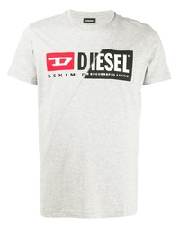 graues bedrucktes T-Shirt mit einem Rundhalsausschnitt von Diesel