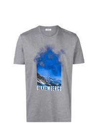 graues bedrucktes T-Shirt mit einem Rundhalsausschnitt von Dirk Bikkembergs
