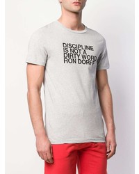 graues bedrucktes T-Shirt mit einem Rundhalsausschnitt von Ron Dorff