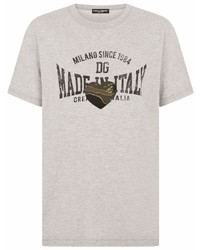 graues bedrucktes T-Shirt mit einem Rundhalsausschnitt von Dolce & Gabbana