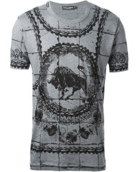 graues bedrucktes T-Shirt mit einem Rundhalsausschnitt von Dolce & Gabbana
