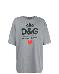 graues bedrucktes T-Shirt mit einem Rundhalsausschnitt von Dolce & Gabbana