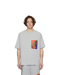 graues bedrucktes T-Shirt mit einem Rundhalsausschnitt von Dries Van Noten