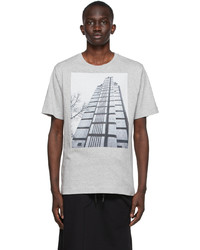 graues bedrucktes T-Shirt mit einem Rundhalsausschnitt von Dries Van Noten