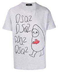 graues bedrucktes T-Shirt mit einem Rundhalsausschnitt von DSQUARED2