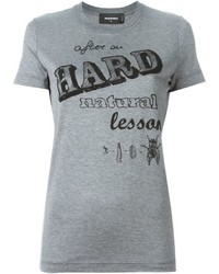 graues bedrucktes T-Shirt mit einem Rundhalsausschnitt von Dsquared2