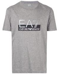 graues bedrucktes T-Shirt mit einem Rundhalsausschnitt von Ea7 Emporio Armani