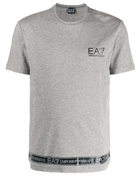 graues bedrucktes T-Shirt mit einem Rundhalsausschnitt von Ea7 Emporio Armani