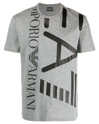 graues bedrucktes T-Shirt mit einem Rundhalsausschnitt von Ea7 Emporio Armani