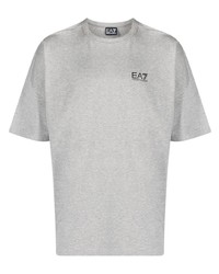 graues bedrucktes T-Shirt mit einem Rundhalsausschnitt von Ea7 Emporio Armani