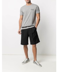 graues bedrucktes T-Shirt mit einem Rundhalsausschnitt von Ea7 Emporio Armani