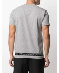 graues bedrucktes T-Shirt mit einem Rundhalsausschnitt von Ea7 Emporio Armani