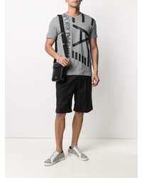 graues bedrucktes T-Shirt mit einem Rundhalsausschnitt von Ea7 Emporio Armani