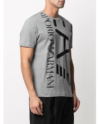 graues bedrucktes T-Shirt mit einem Rundhalsausschnitt von Ea7 Emporio Armani