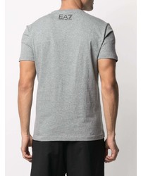 graues bedrucktes T-Shirt mit einem Rundhalsausschnitt von Ea7 Emporio Armani