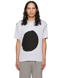 graues bedrucktes T-Shirt mit einem Rundhalsausschnitt von Edward Cuming