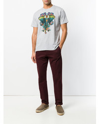 graues bedrucktes T-Shirt mit einem Rundhalsausschnitt von Etro