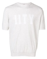 graues bedrucktes T-Shirt mit einem Rundhalsausschnitt von Eleventy