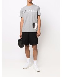 graues bedrucktes T-Shirt mit einem Rundhalsausschnitt von Valentino