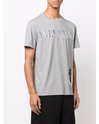 graues bedrucktes T-Shirt mit einem Rundhalsausschnitt von Valentino