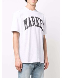 graues bedrucktes T-Shirt mit einem Rundhalsausschnitt von MARKET