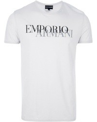 graues bedrucktes T-Shirt mit einem Rundhalsausschnitt von Emporio Armani