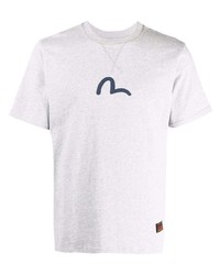 graues bedrucktes T-Shirt mit einem Rundhalsausschnitt von Evisu