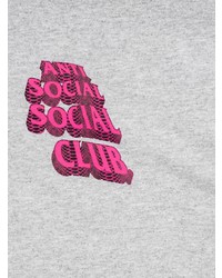 graues bedrucktes T-Shirt mit einem Rundhalsausschnitt von Anti Social Social Club