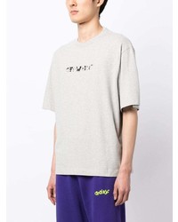 graues bedrucktes T-Shirt mit einem Rundhalsausschnitt von Off-White