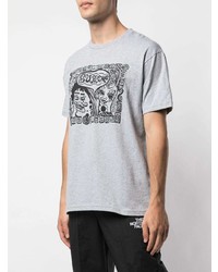 graues bedrucktes T-Shirt mit einem Rundhalsausschnitt von Supreme