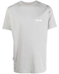 graues bedrucktes T-Shirt mit einem Rundhalsausschnitt von Family First