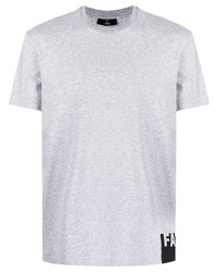 graues bedrucktes T-Shirt mit einem Rundhalsausschnitt von Fay