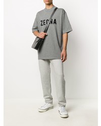 graues bedrucktes T-Shirt mit einem Rundhalsausschnitt von Ermenegildo Zegna