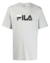 graues bedrucktes T-Shirt mit einem Rundhalsausschnitt von Fila