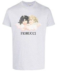 graues bedrucktes T-Shirt mit einem Rundhalsausschnitt von Fiorucci