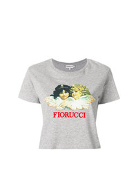 graues bedrucktes T-Shirt mit einem Rundhalsausschnitt von Fiorucci