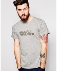graues bedrucktes T-Shirt mit einem Rundhalsausschnitt von Fjäll Räven