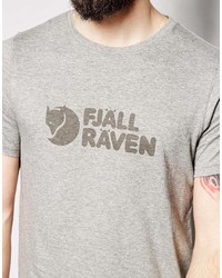 graues bedrucktes T-Shirt mit einem Rundhalsausschnitt von Fjäll Räven