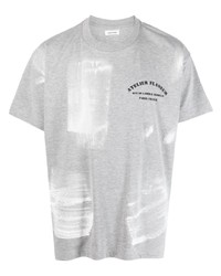 graues bedrucktes T-Shirt mit einem Rundhalsausschnitt von Flaneur Homme