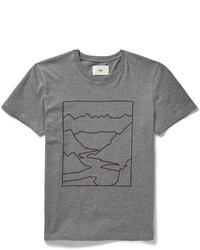 graues bedrucktes T-Shirt mit einem Rundhalsausschnitt von Folk