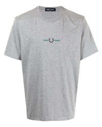 graues bedrucktes T-Shirt mit einem Rundhalsausschnitt von Fred Perry