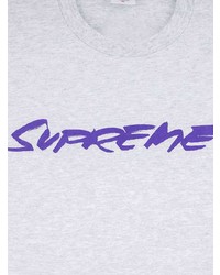 graues bedrucktes T-Shirt mit einem Rundhalsausschnitt von Supreme