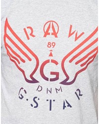 graues bedrucktes T-Shirt mit einem Rundhalsausschnitt von G Star