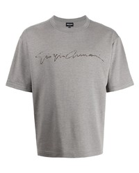 graues bedrucktes T-Shirt mit einem Rundhalsausschnitt von Giorgio Armani