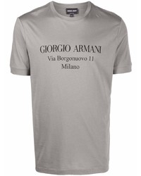 graues bedrucktes T-Shirt mit einem Rundhalsausschnitt von Giorgio Armani