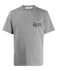 graues bedrucktes T-Shirt mit einem Rundhalsausschnitt von Golden Goose