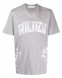 graues bedrucktes T-Shirt mit einem Rundhalsausschnitt von Golden Goose