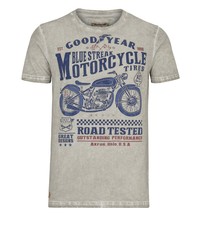 graues bedrucktes T-Shirt mit einem Rundhalsausschnitt von Goodyear